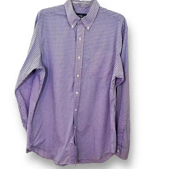 Ralph Lauren Shirt Men’s Button Down Pink Blue Plaid Spring Summer Large - Picture 1 of 4